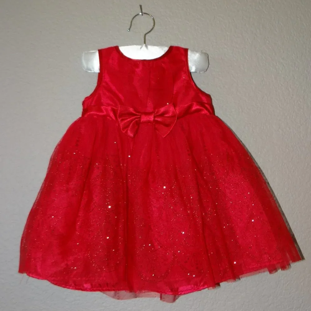 Genuine Kids Glittery Red Holiday / Christmas / Special Occasion Dress 18 Mo.